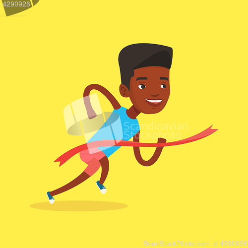 Image of Athlete crossing finish line vector illustration.