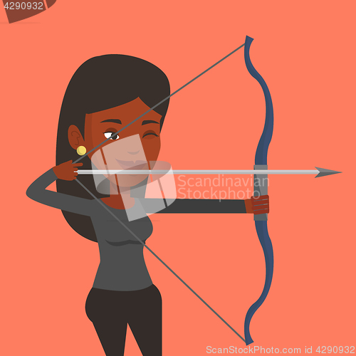 Image of Archer training with the bow vector illustration.