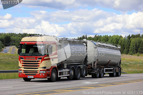 Image of Colorful Scania R520 Tank Truck on Summer Highway