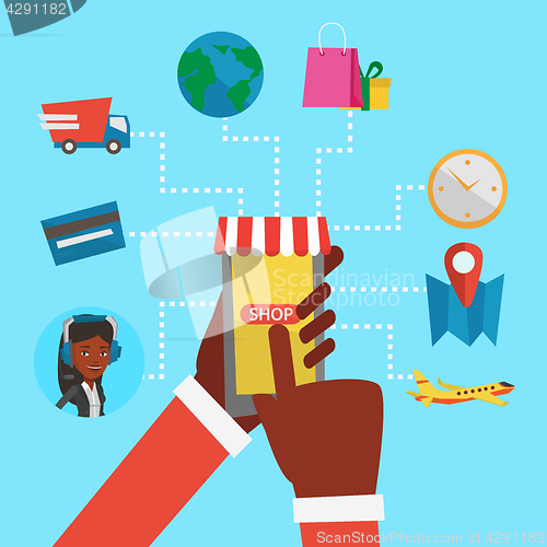 Image of Online shopping vector flat design illustration.