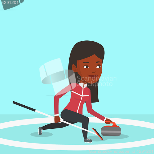 Image of Curling player playing on the rink.