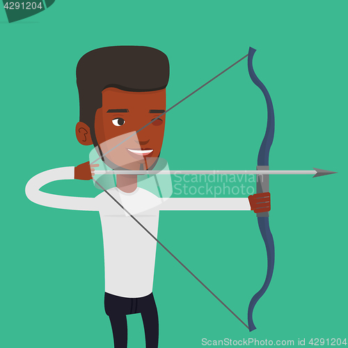 Image of Archer training with the bow vector illustration.