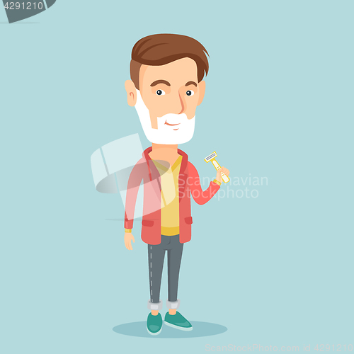 Image of Man shaving his face vector illustration.