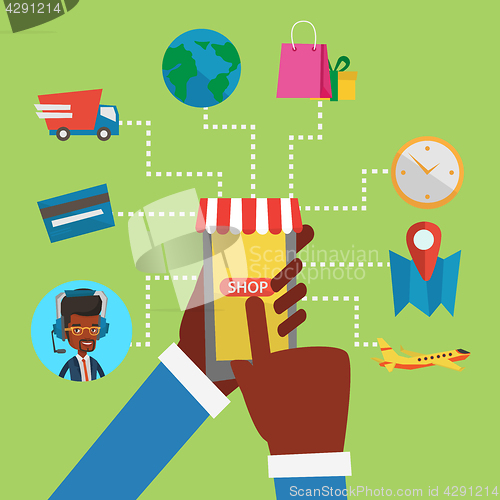 Image of Online shopping vector flat design illustration.