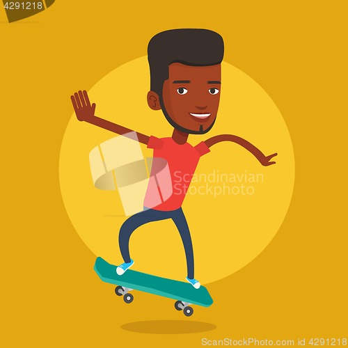 Image of Man riding skateboard vector illustration.