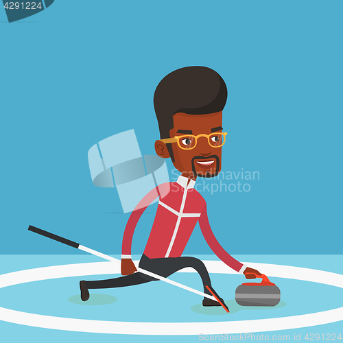 Image of Curling player playing on the rink.