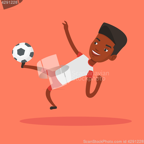 Image of Soccer player kicking ball vector illustration.