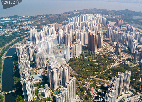 Image of Top view of urabn city in Hong Kong