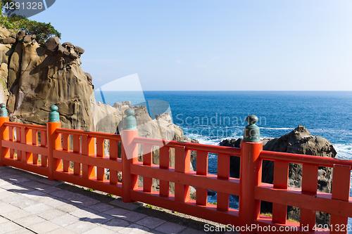 Image of Aoshima Shrine and coastline in Japan