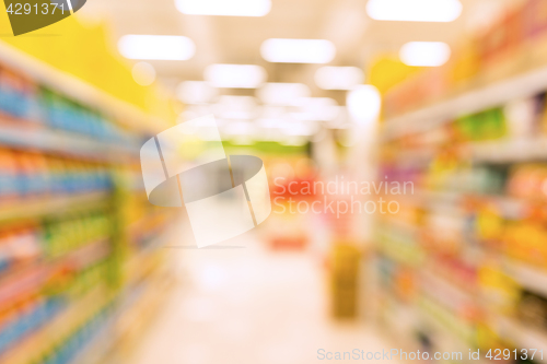 Image of Supermarket Shelves Blurred Background