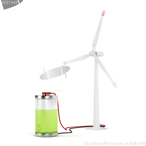 Image of Charging battery with wind turbine