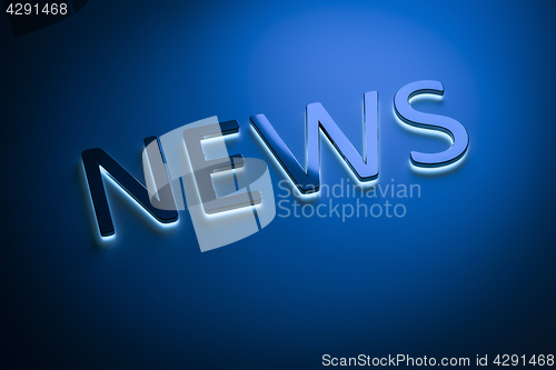 Image of the word news with blue light