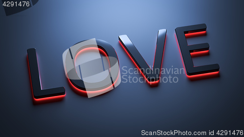 Image of the word love in neon lights