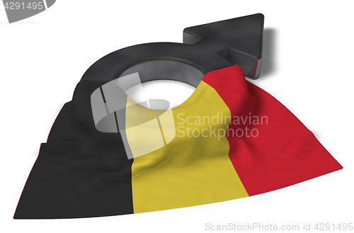 Image of mars symbol and flag of belgium - 3d rendering