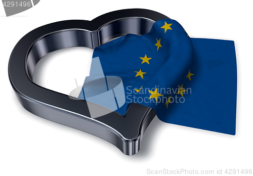 Image of  flag of the european union and heart symbol - 3d rendering