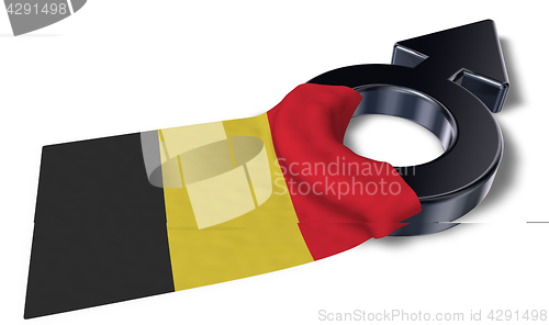 Image of mars symbol and flag of belgium - 3d rendering