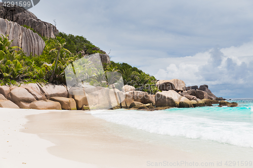 Image of island beach in indian ocean on seychelles