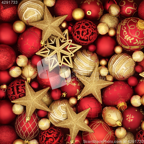 Image of Gold and Red Bauble Decorations