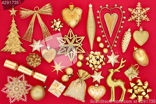 Image of Gold Christmas Bauble Decorations