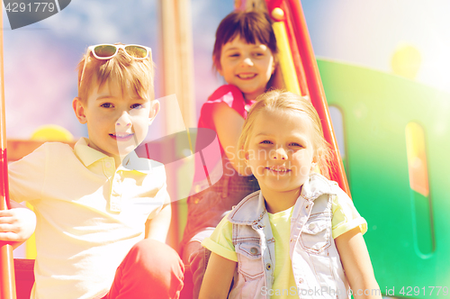 Image of group of happy kids on children playground