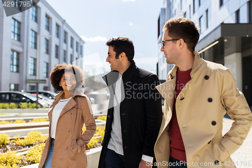 Image of international group of people on city street