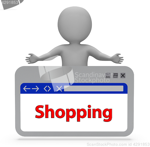 Image of Shopping Webpage Shows Retail Sales 3d Rendering
