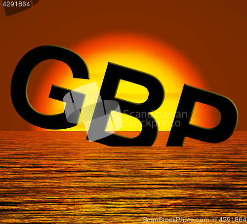 Image of Gbp Word Sinking And Sunset Showing Depression Recession And Eco