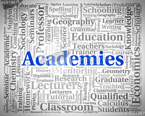 Image of Academies Word Shows Military Academy And College