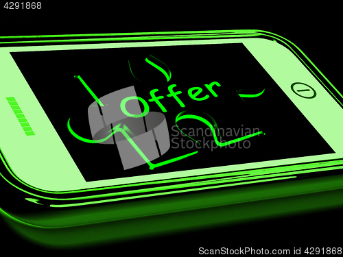 Image of Offer On Smartphone Shows Online Special Discounts