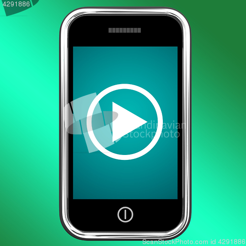 Image of Video Play Sign On Mobile For Playing Media On Phone