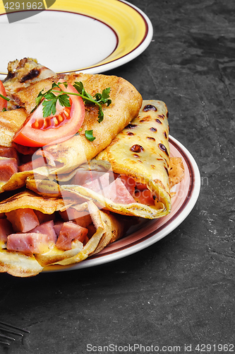 Image of Pancakes with meat to pancake week