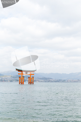 Image of Itsukushima Shrine with sunshine