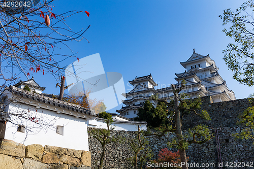 Image of Traditional Himeji castle with blue sky