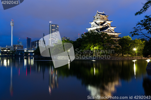 Image of Hiroshima castle at night