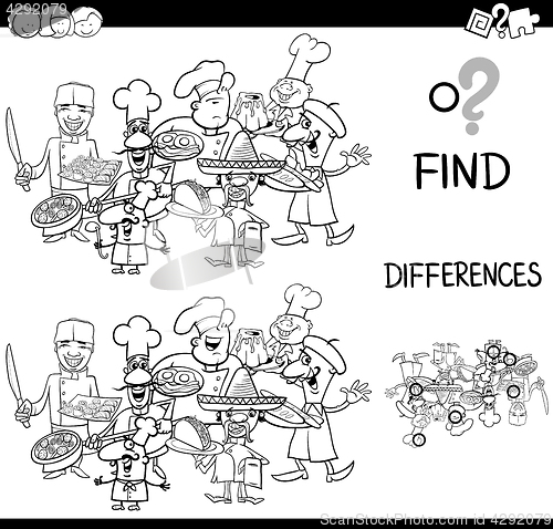 Image of differences with cooks coloring page
