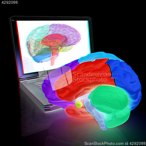 Image of creative three-dimensional model of real human brain and scan on