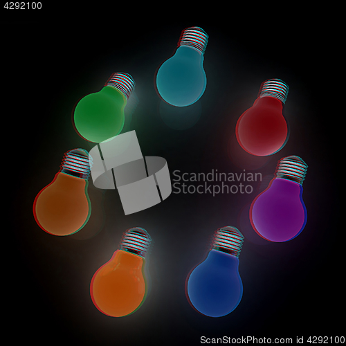 Image of lamps. 3D illustration. Anaglyph. View with red/cyan glasses to 