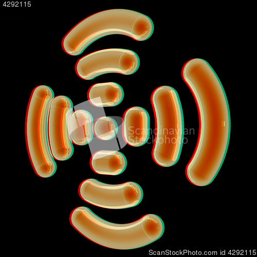 Image of Radio Frequency Identification symbol. 3d illustration. Anaglyph