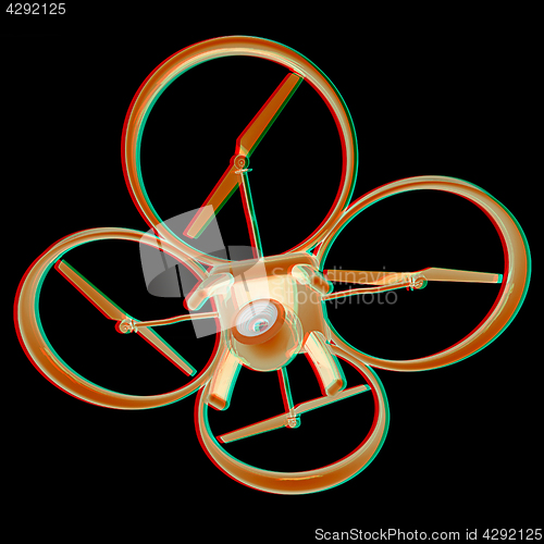 Image of Drone, quadrocopter, with photo camera flying. 3d render. Anagly