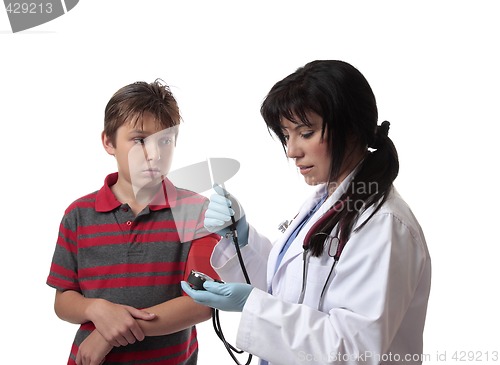 Image of Doctor taking blood pressure