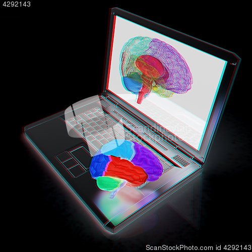 Image of creative three-dimensional model of real human brain and scan on