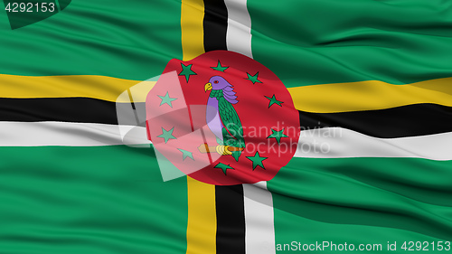 Image of Closeup Dominica Flag