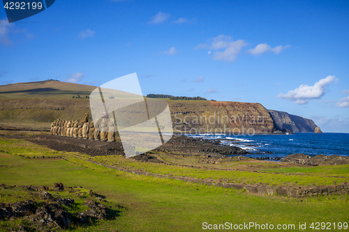 Image of Moais statues, ahu Tongariki, easter island