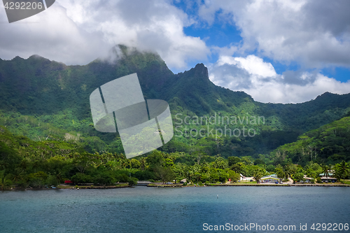 Image of Moorea island harbor and pacific ocean lagoon landscape