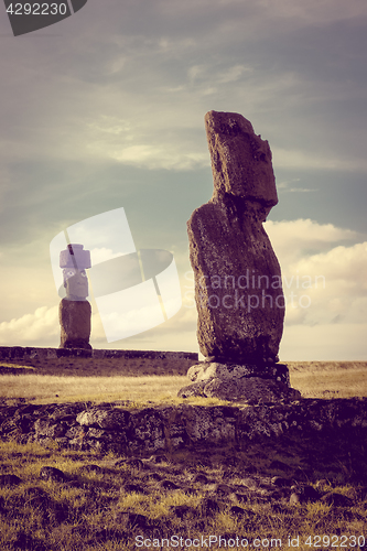 Image of Moais statues, ahu vai ure, easter island