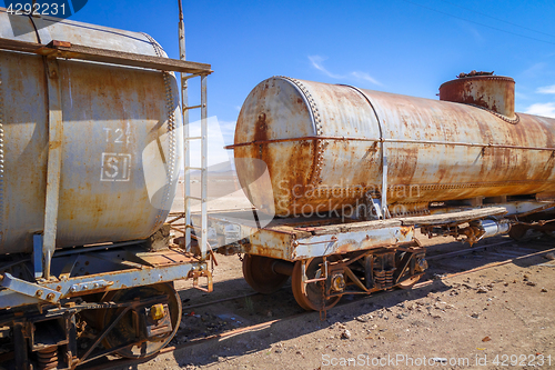 Image of Old train station in Bolivia desert