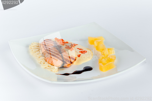 Image of One piece of baked salmon grilled