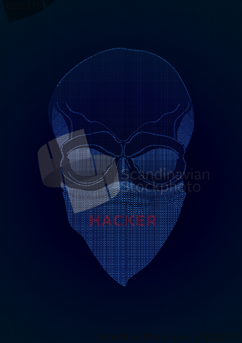Image of The secret agent, hacker. Mysterious man with the mask on dark background. Secret agent. Incognito. undercover.