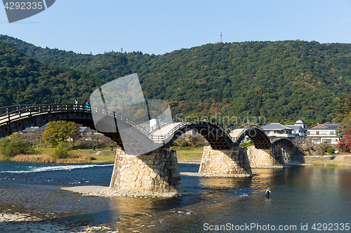 Image of Arched pedestrian Kintai Bridge in Japan