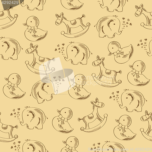 Image of seamless pattern with retro toys